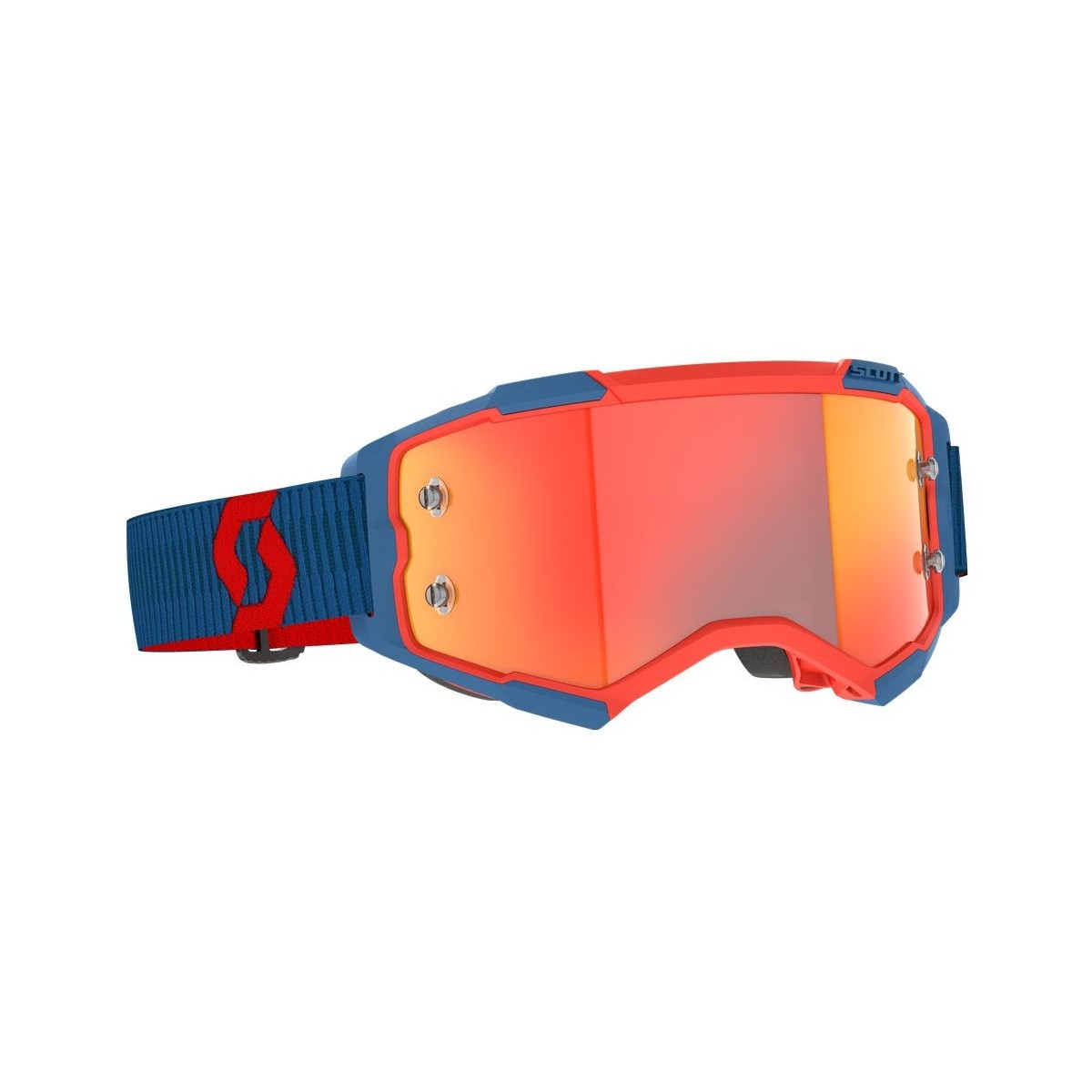 Masque Scott Fury Bleu Fonce Rouge Fluo Ecran Orange Chrome  