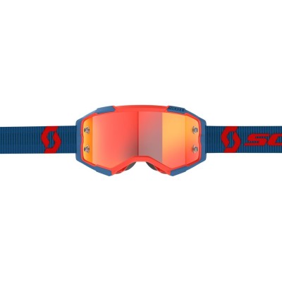 Masque Scott Fury Bleu Fonce Rouge Fluo Ecran Orange Chrome  