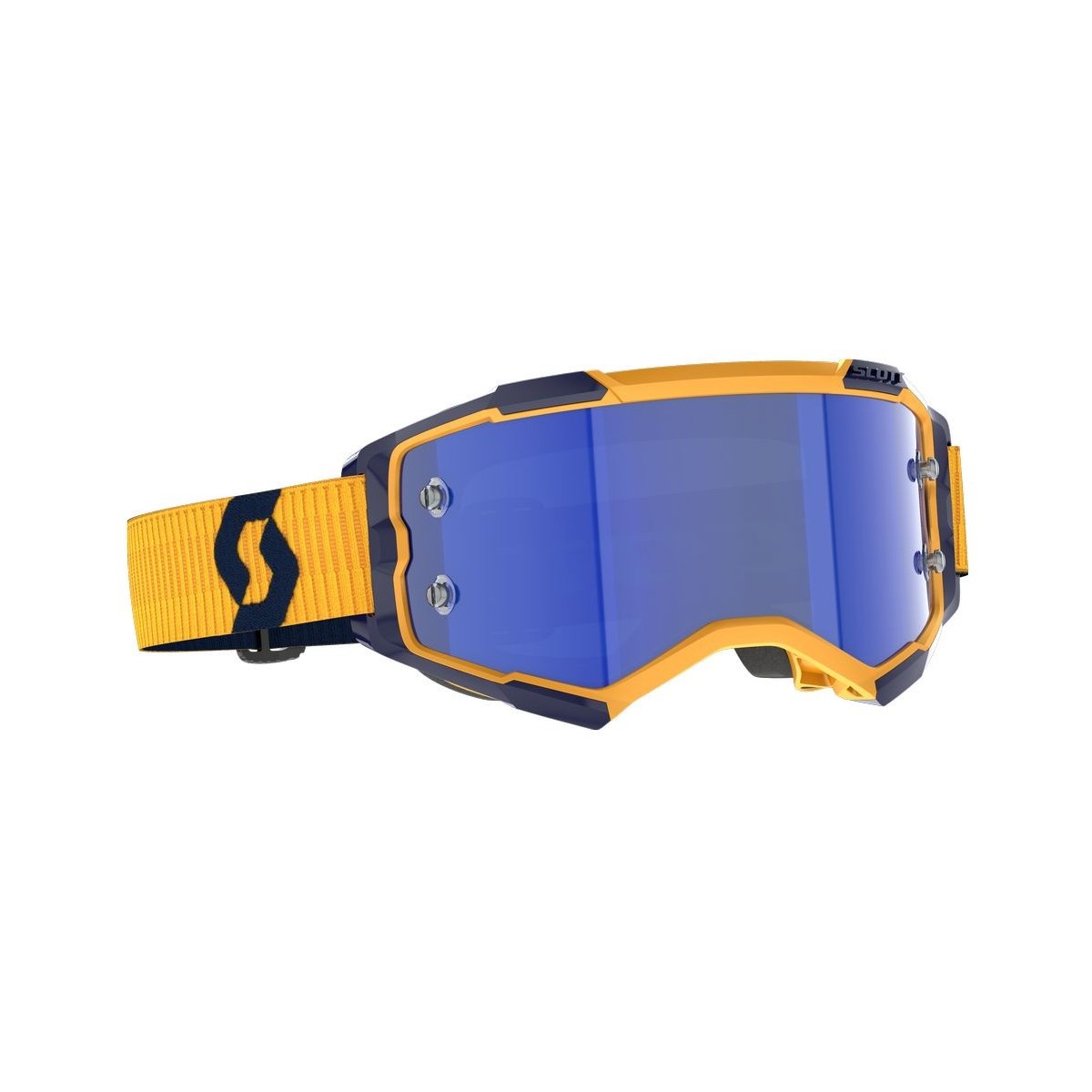 Masque Scott Fury Jaune Fonce Bleu Fonce Ecran Bleu Chrome  