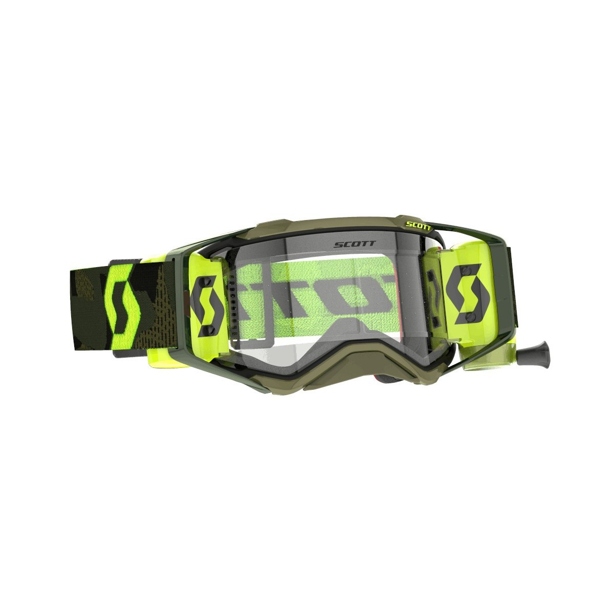 Masque Scott Prospect Super WFS Roll Off Vert Kaki Jaune Fluo Ecran Clair 