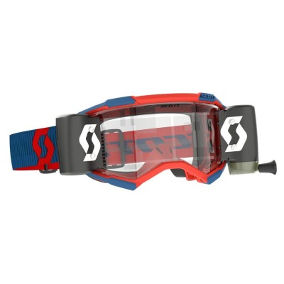Masque Scott Fury WFS Roll Off Bleu Fonce/Rouge Fluo ecran clair 