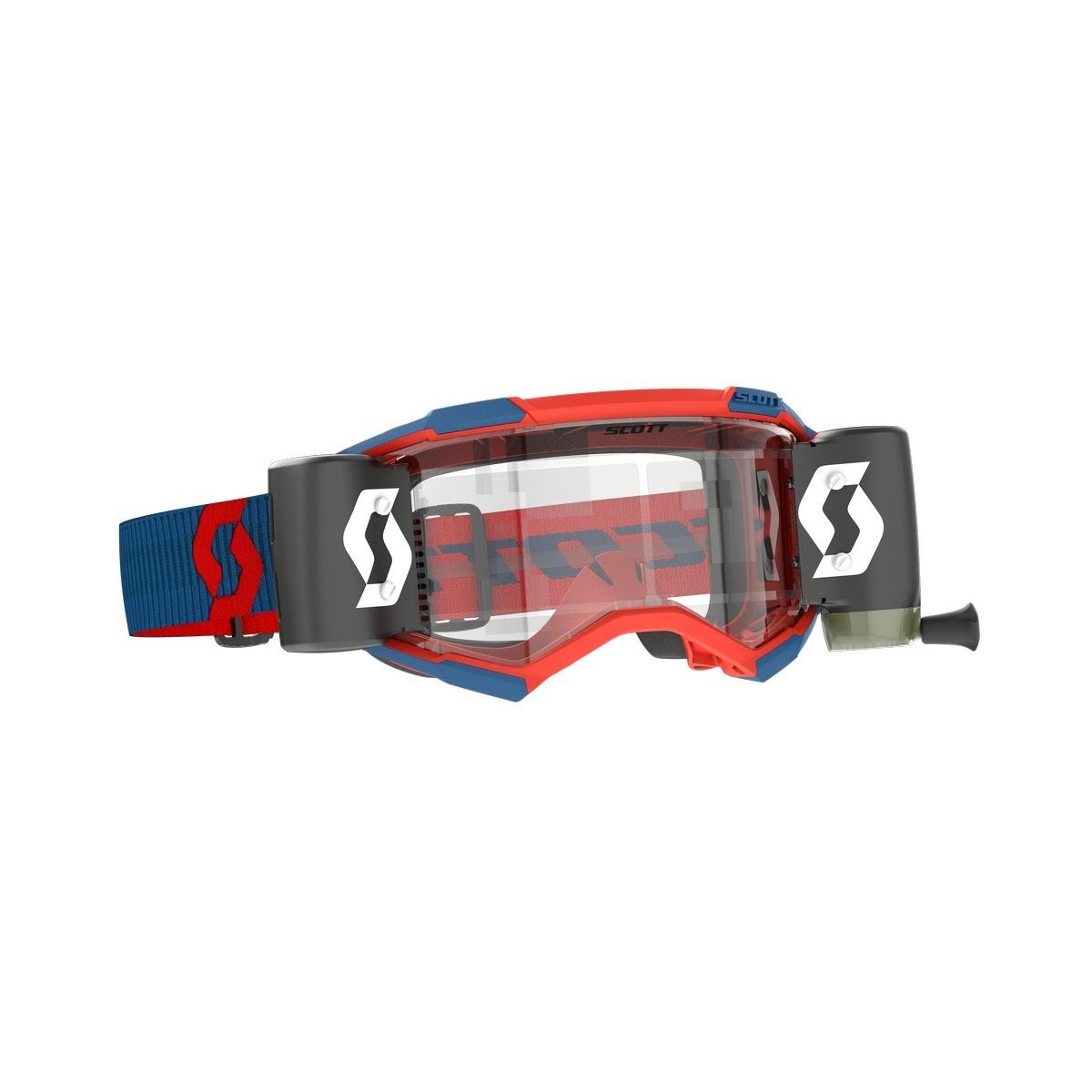 Masque Scott Fury WFS Roll Off Bleu Fonce/Rouge Fluo ecran clair 