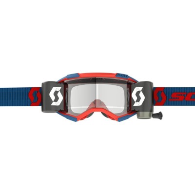 Masque Scott Fury WFS Roll Off Bleu Fonce/Rouge Fluo ecran clair 