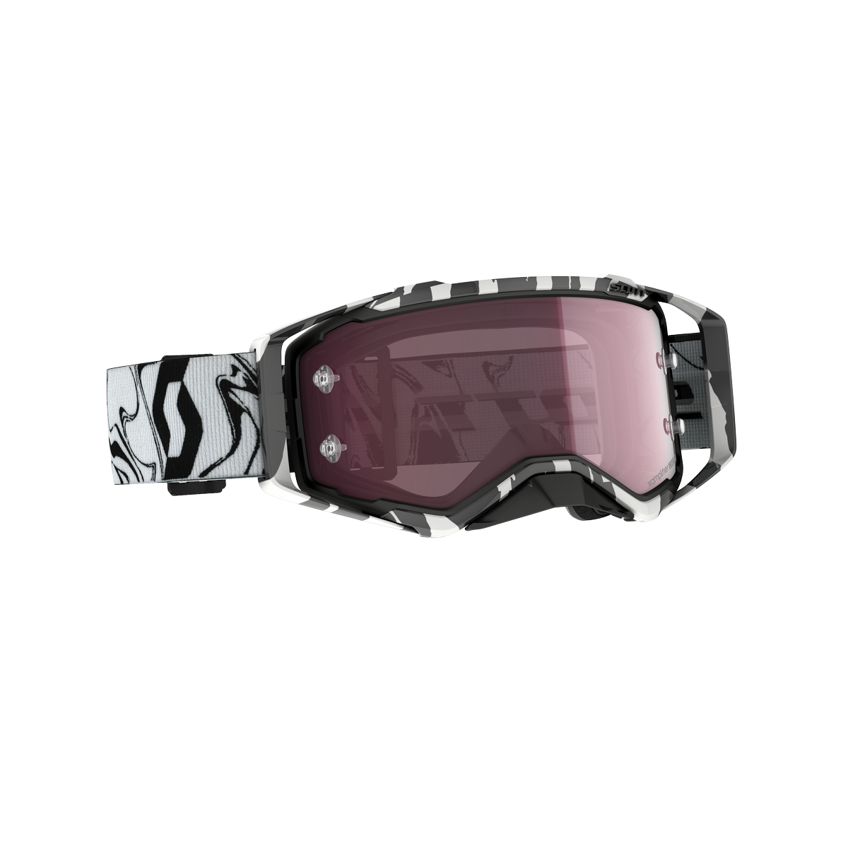 Masque Scott Prospect Amplifier Marbre Noir Blanc Ecran Rose 