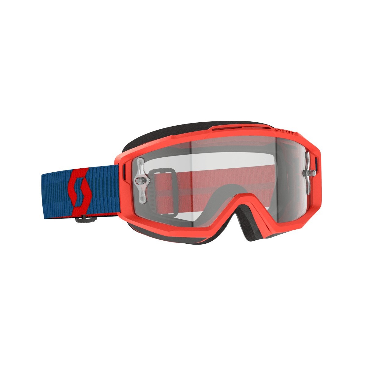 Masque Scott Split OTG Bleu Fonce Rouge Fluo Ecran Clair Works 