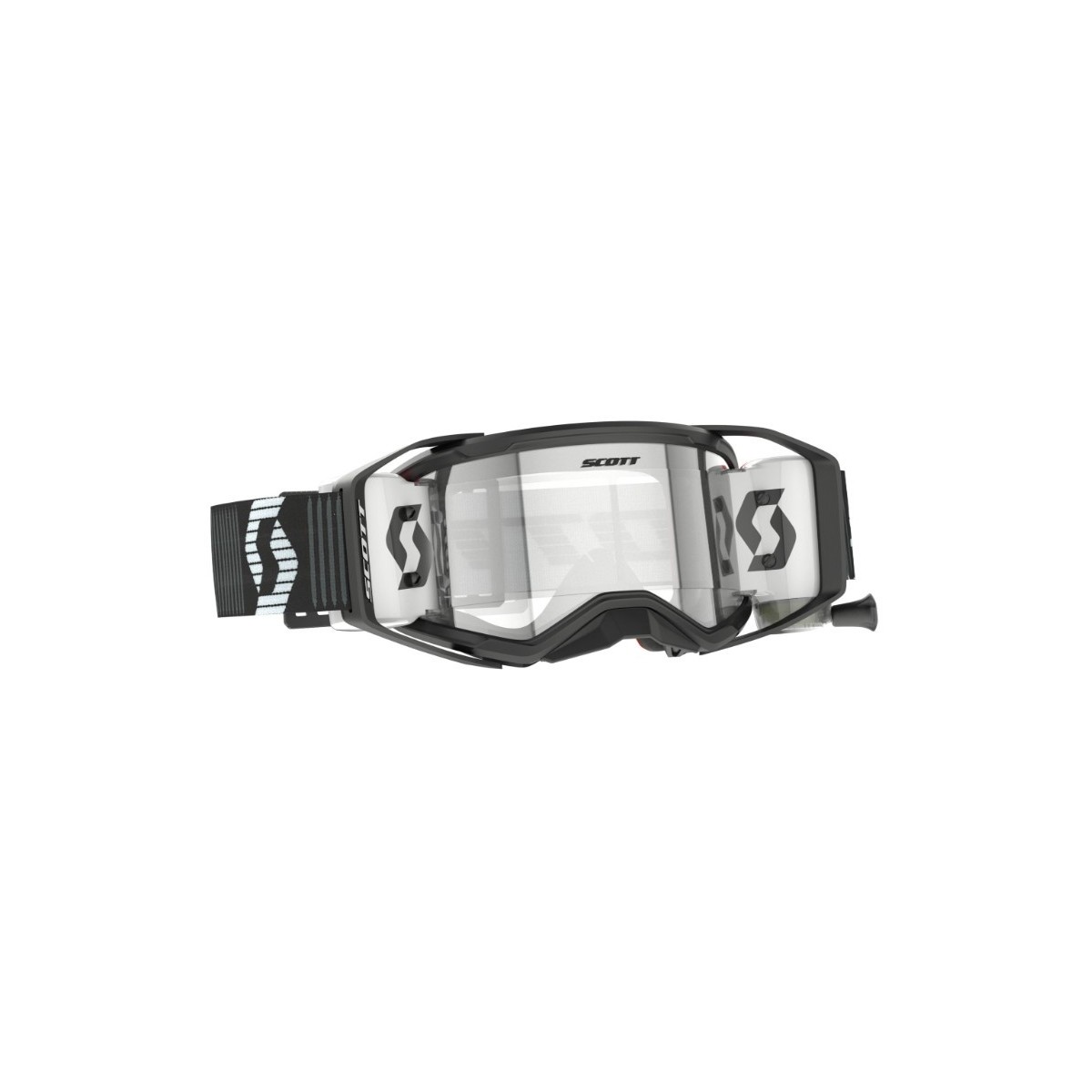 Masque Scott Prospect 2.0 WFS Roll Off Noir Blanc ecran clair 