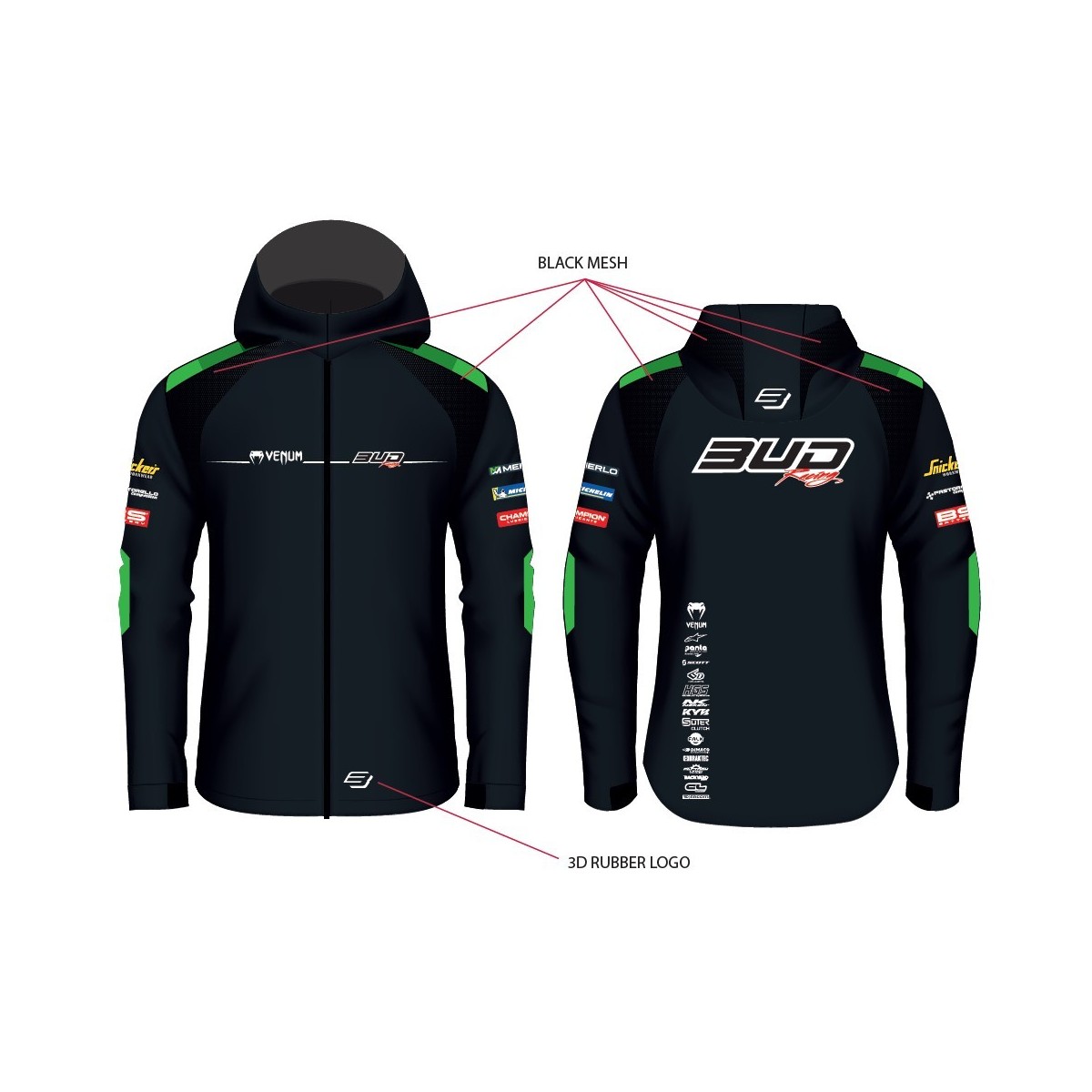 Blouson Softshell Team Bud Racing 24 Noir/Vert 