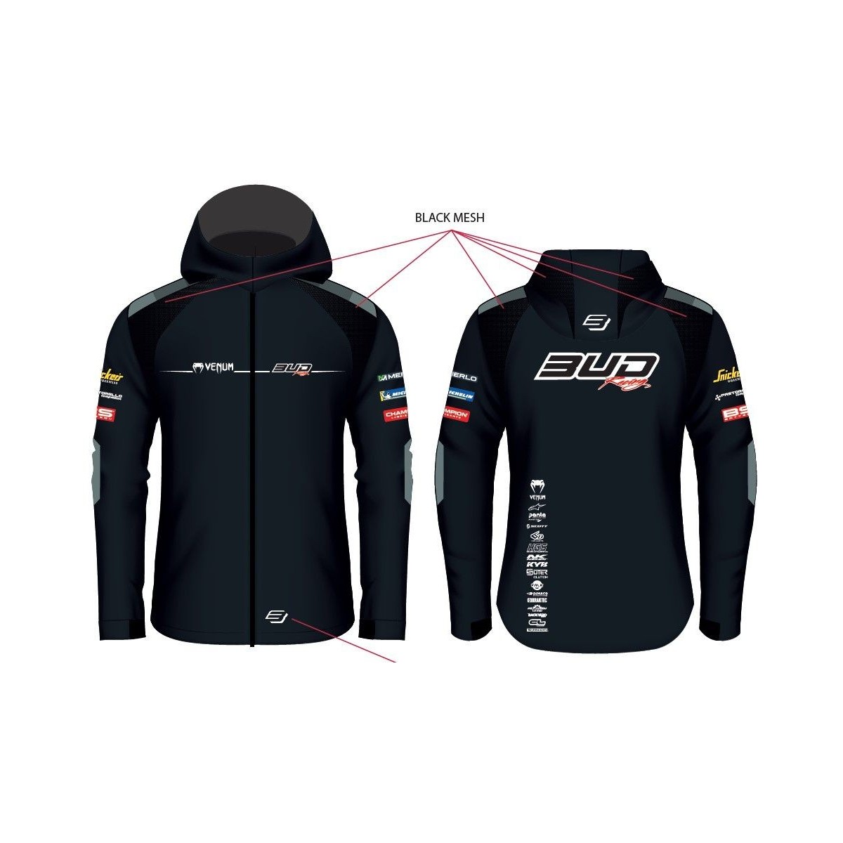 Blouson Softshell Team Bud Racing 24 Noir/Gris 