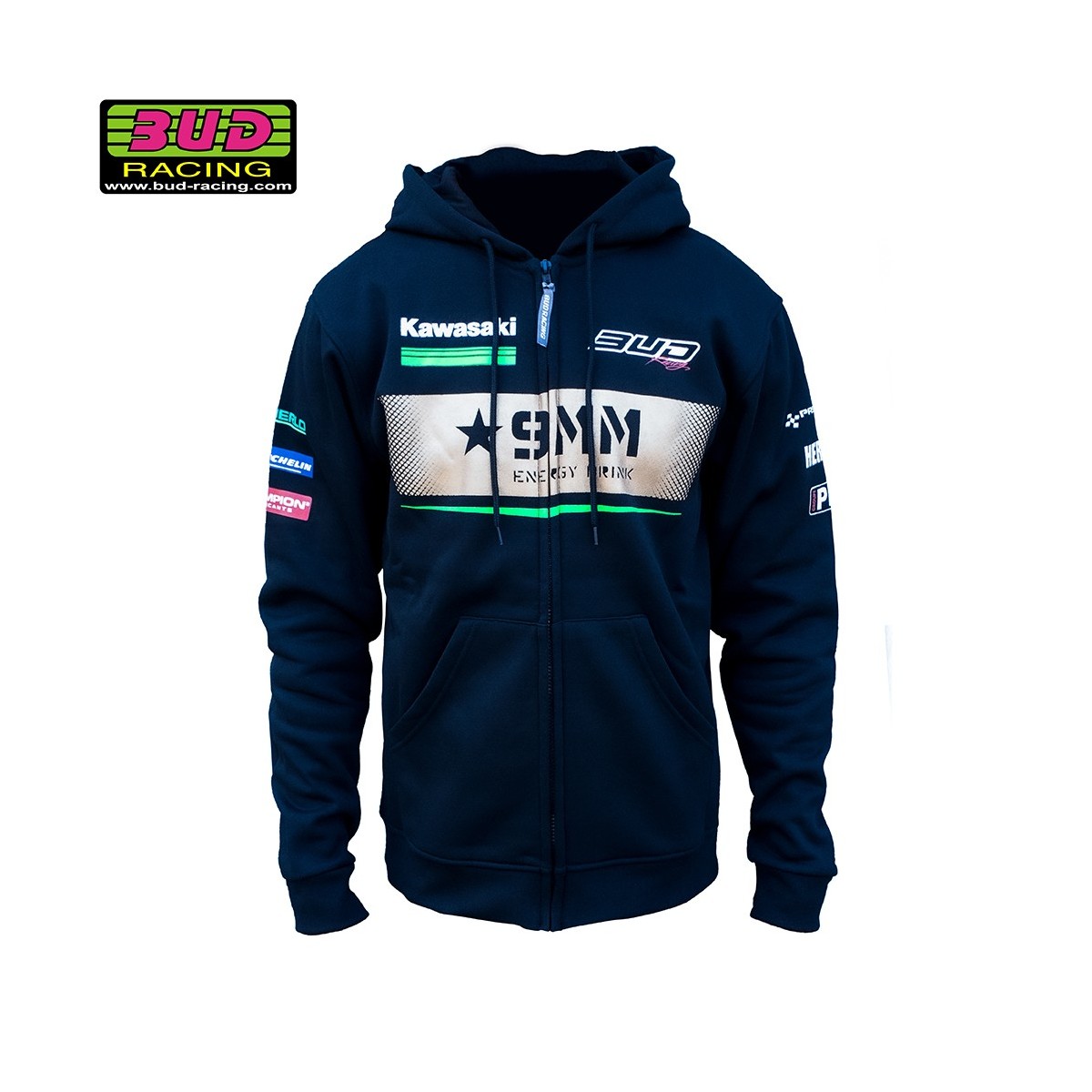 Sweat Staff Bud Racing à Capuche Zippé 21 noir 