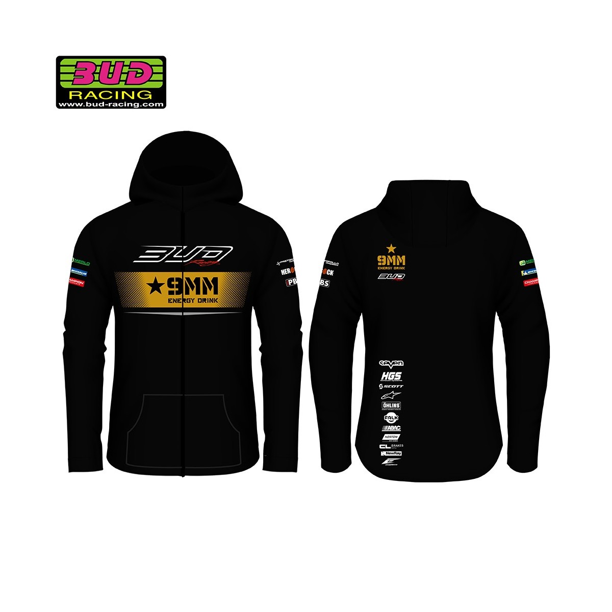 Sweat Team  Bud Racing à Capuche Zippé Team 21 Gris 