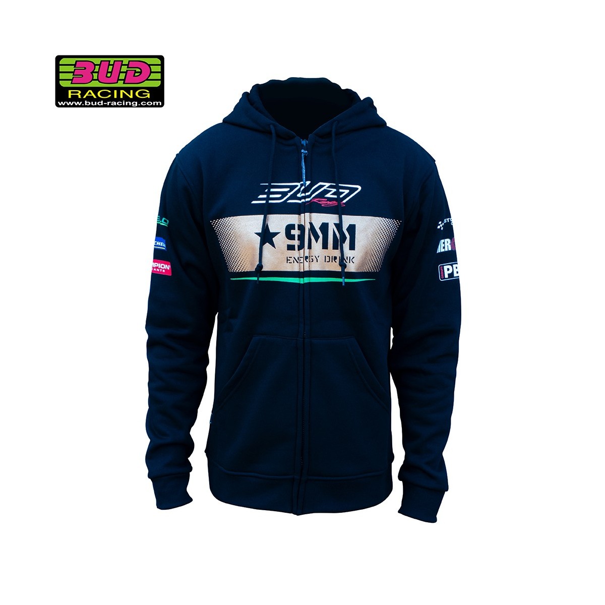 Sweat Team Bud Racing à Capuche Zippé 21 Noir 