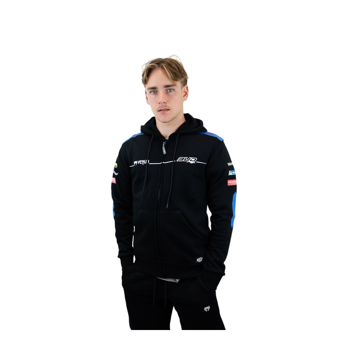 Sweat Team Bud Racing à Capuche Zippé 24 Bleu Noir 