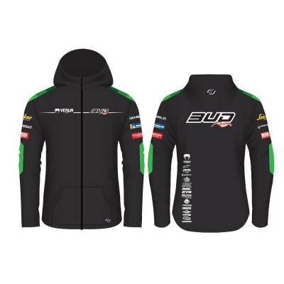 Sweat Enfant Team  Bud Racing à Capuche Zippé Team 24 Vert/Noir 