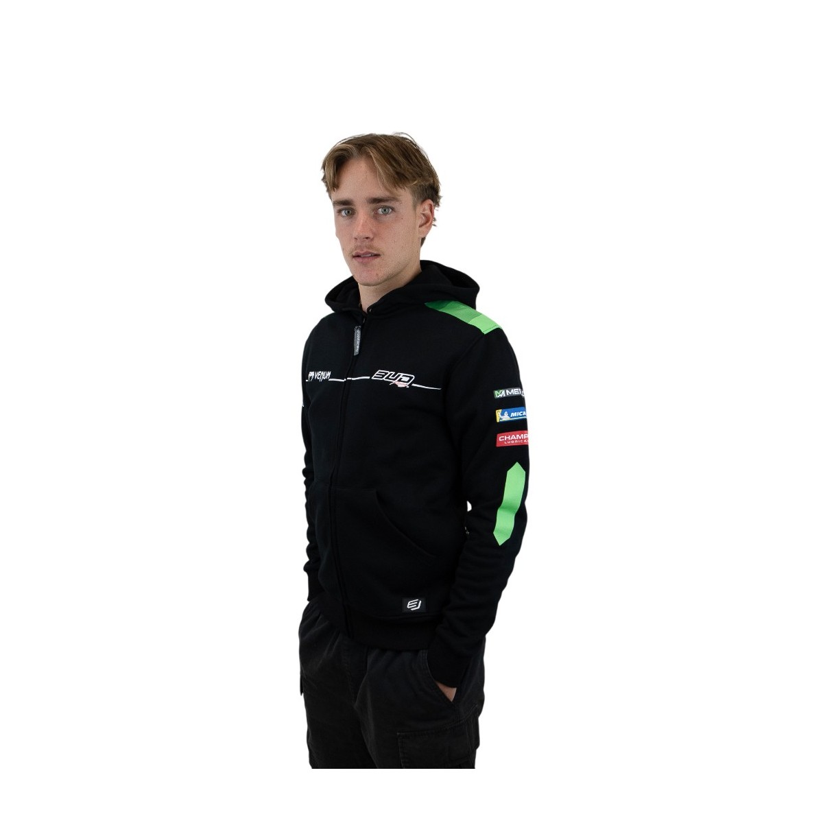 Sweat Team Bud Racing à Capuche Zippé 24 Vert Noir 