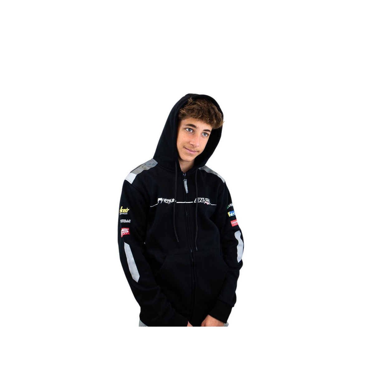 Sweat Team Bud Racing à Capuche Zippé 24 Gris Noir 