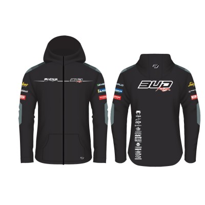 Sweat Enfant Team  Bud Racing à Capuche Zippé Team 24 Gris/Noir 