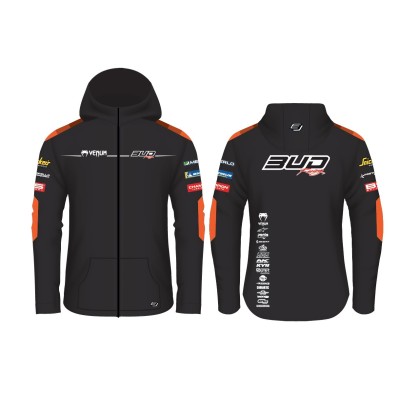 Sweat Enfant Team  Bud Racing à Capuche Zippé Team 24 Orange/Noir 