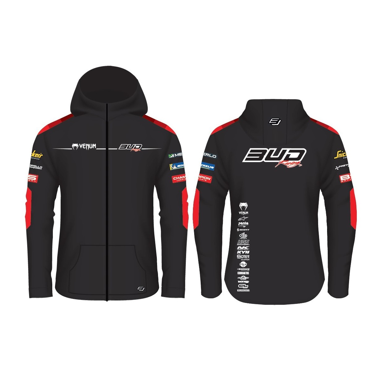 Sweat Enfant Team  Bud Racing à Capuche Zippé Team 24 Rouge/Noir 