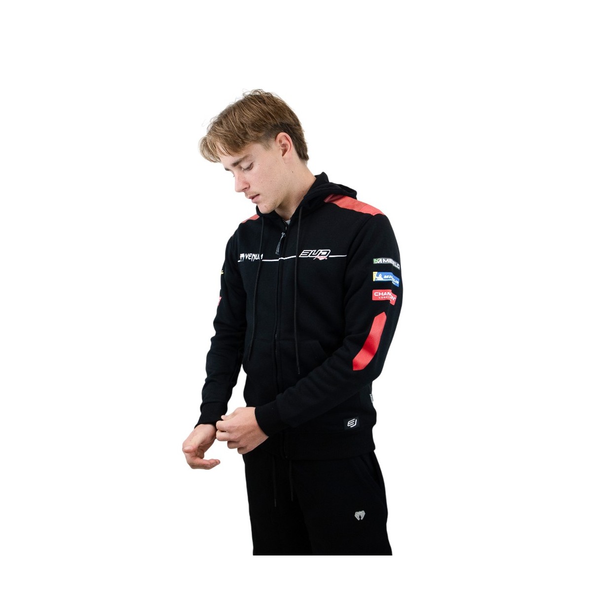 Sweat Team Bud Racing à Capuche Zippé 24 Rouge Noir 
