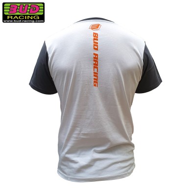 Tee shirt Bud Racing B-Logo SS Pocket Blanc Gris 