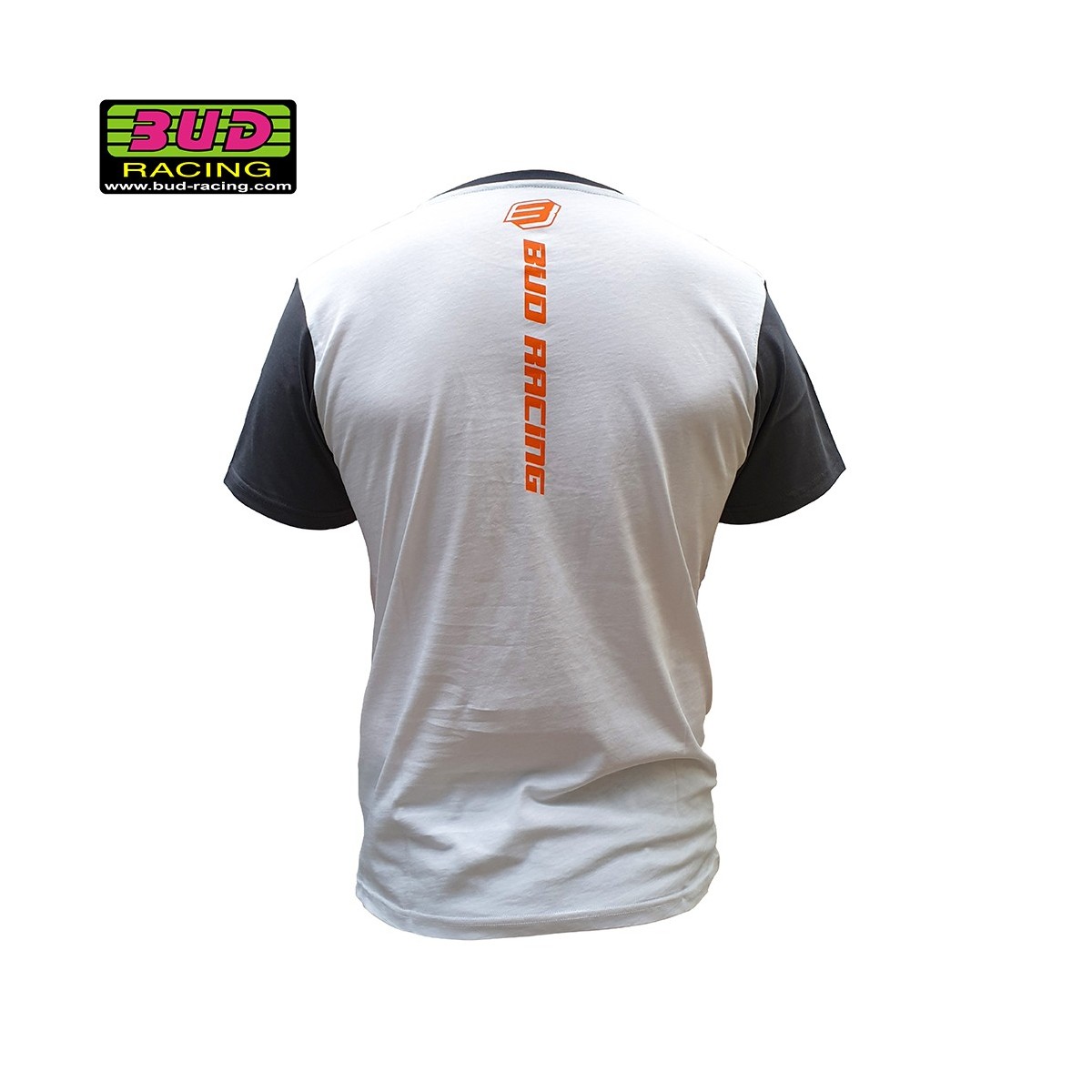 Tee shirt Bud Racing B-Logo SS Pocket Blanc Gris 