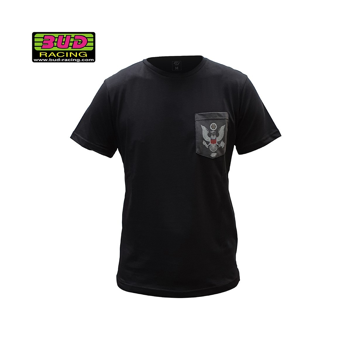Tee shirt Bud Racing Patriot Pocket Noir Gris 