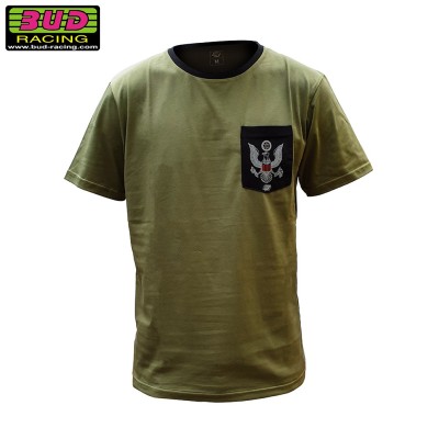 Tee shirt Bud Racing Patriot Pocket Olive Noir 