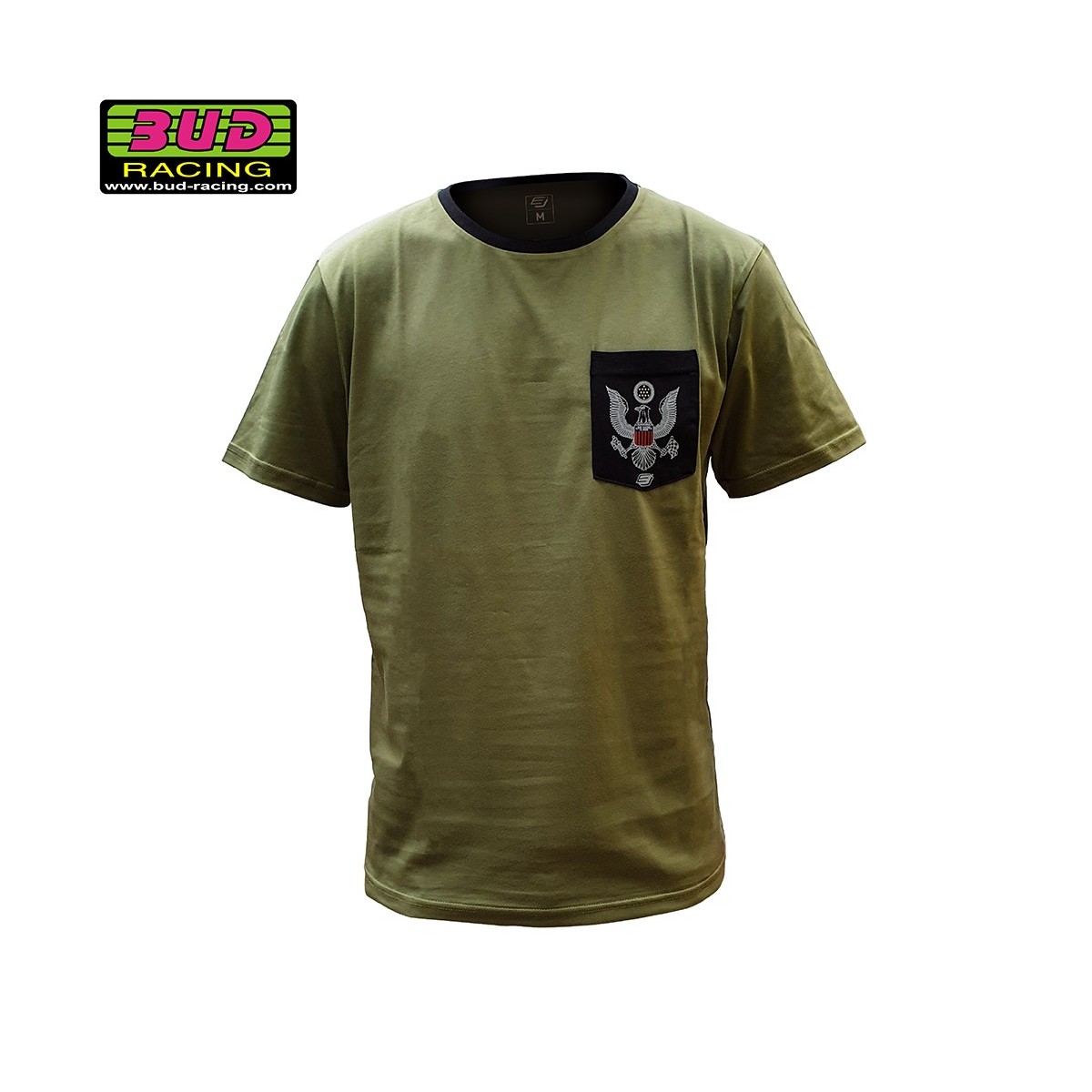 Tee shirt Bud Racing Patriot Pocket Olive Noir 