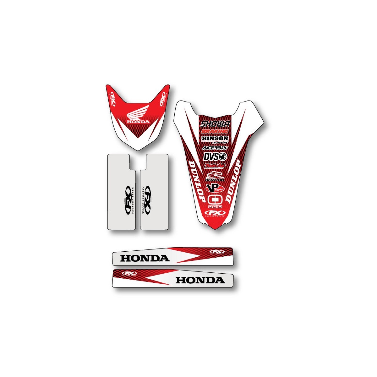 Kit déco GB AvAr,bras oscil.,fourche FX 125/250 CR04-08,450 CRF 04 