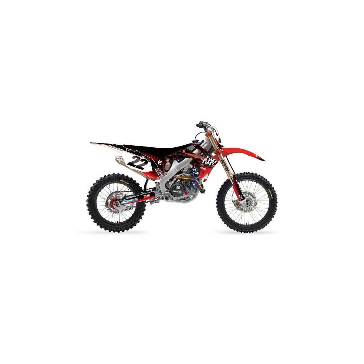 Kit déco cplt TwoTwo FX13(ouies+GBav/ar+bras+fourch)450 CRF05/08 