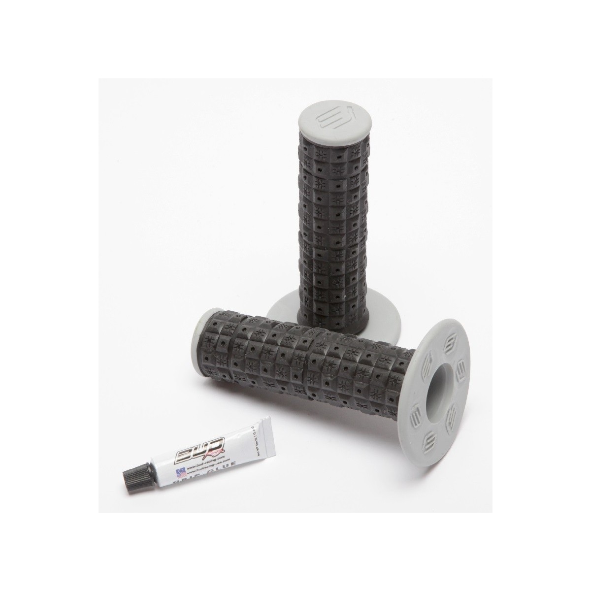Poignées Bud Racing ISDE grips Grey/Flo Yellow  with glue 