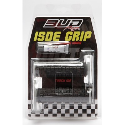 Poignées Bud Racing ISDE grips Grey/Flo Yellow  with glue 