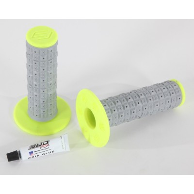 Poignées Bud Racing ISDE grips Grey/Flo Yellow  with glue 